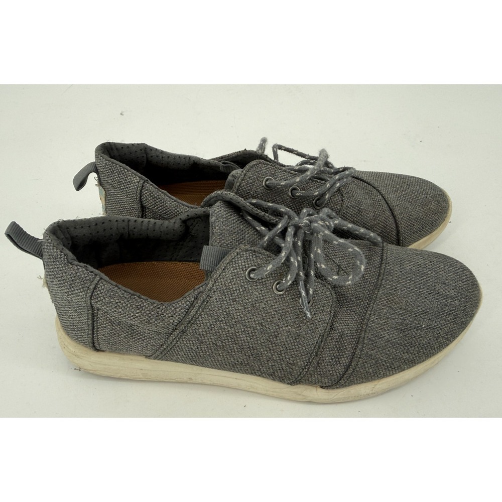 TOMS Del Rey Steel Grey Canvas‎ Lace Up Sneakers Casual Minimalist Women's 7.5